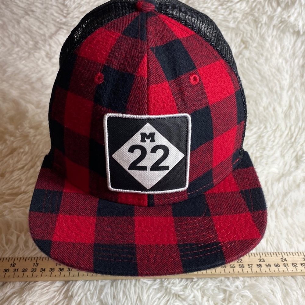 M22-Buffalo Check Plaid Snapback Hat Cap-Lake Michigan